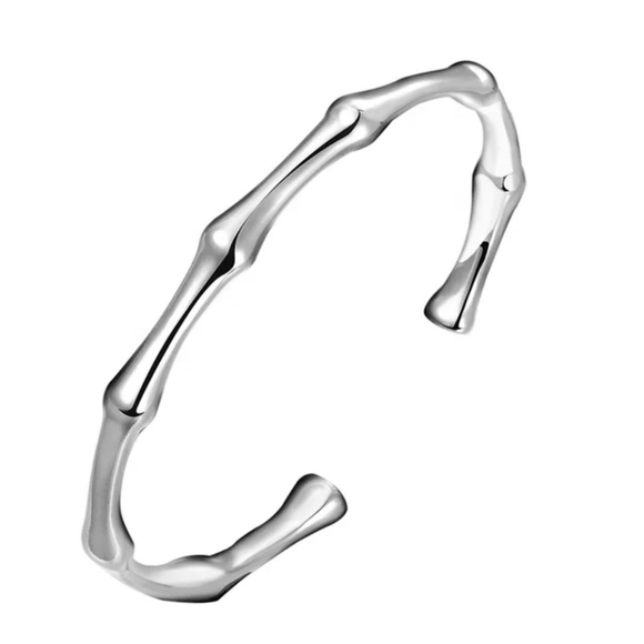925 STERLING SILVER Plated Bangle BAMBOO Cuff Brac - Picture 7 of 12